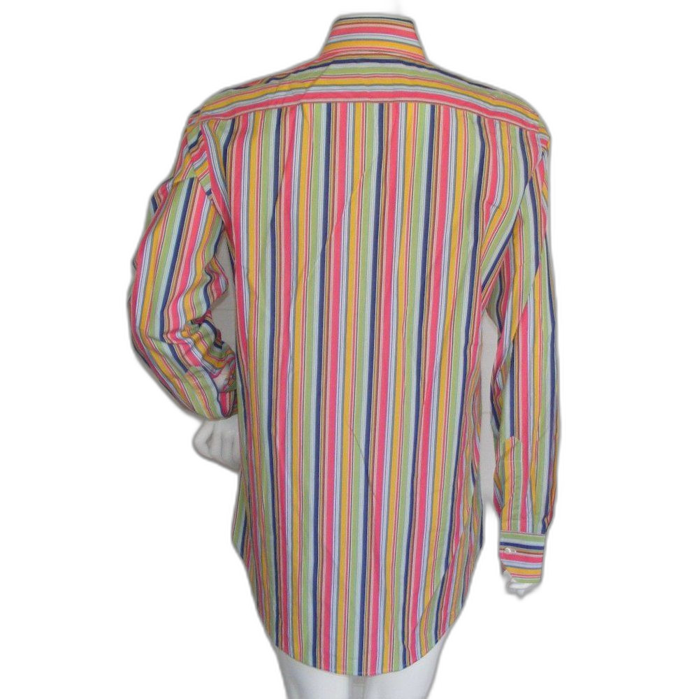 ETRO Shirt, 40/M, Bold Multicolor Stripes, Spread collar, LS, Tall, Button front - Picture 5 of 11